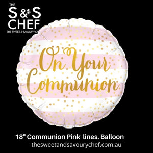 18"  On your Communion Balloon - Pink Lines