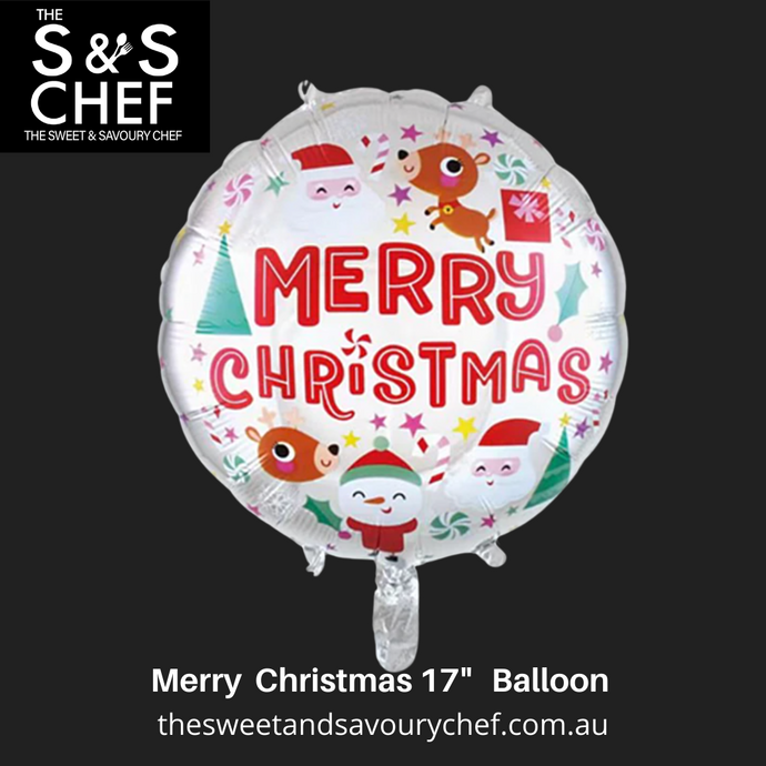 Merry Christmas Silver Round Balloon 18