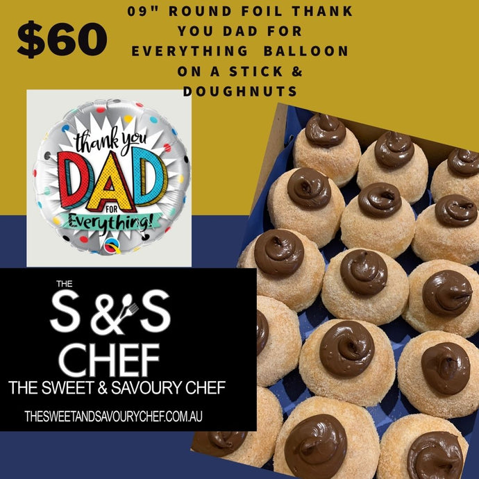 Father's Day Gift Box - 'Thank you dad'  Balloon on Stick & Doughnuts