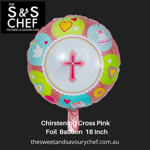 Christening Pink Cross Helium Balloon 18"