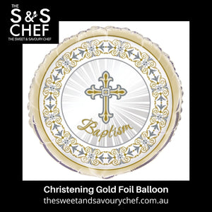18" Baptism Gold & Silver Helium Balloon