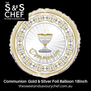Communion Balloon - Gold & Silver  18"