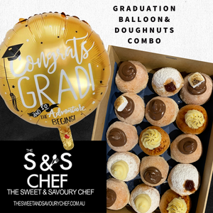Graduation Gold Balloon & Doughnuts