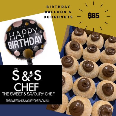 Happy Birthday Gold Foil Balloon  & Doughnut Combo