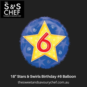 6 Stars & Swirls Birthday #6.  size 18"