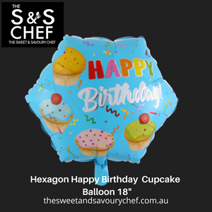 Hexagon Happy Birthday Cupcake   Balloon 18"