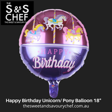 Load image into Gallery viewer, Happy Birthday Unicorn/ Pony Balloon 18&quot;