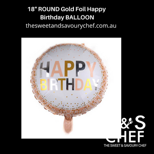 18" ROUND FOIL Gold Foil  Happy Birthday Balloon
