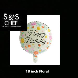 Happy Birthday Floral Dots 18inch Filled with Helium