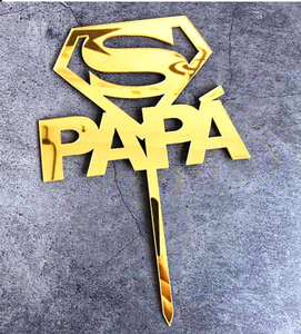 Papa Superman- Gold Acrylic Cake Topper